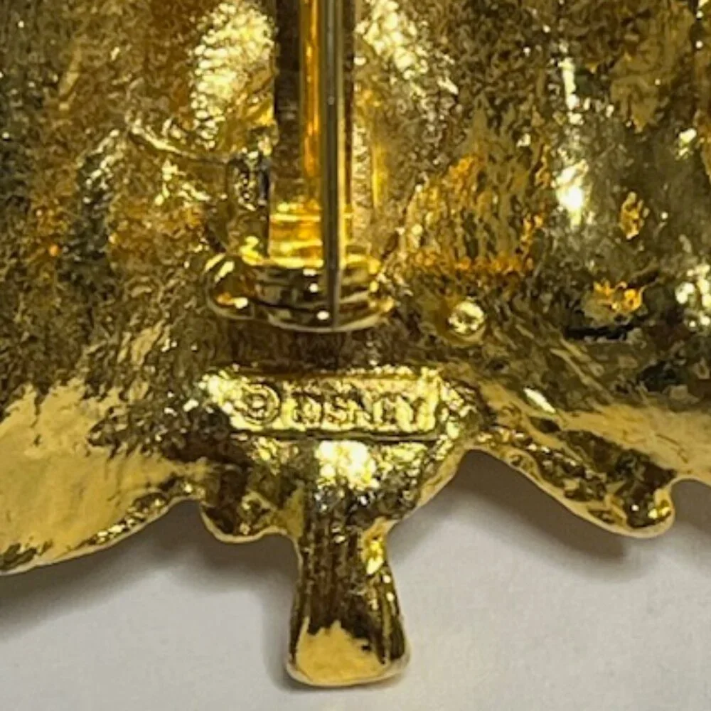 VTG Walt Disney 3D Christmas Tree Gold Tone Mickey Mouse Pin Brooch 1.5